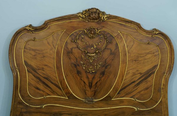 PAIR OF CARVED WOOD HEADBOARDS WITH GILT ACCENT - 2