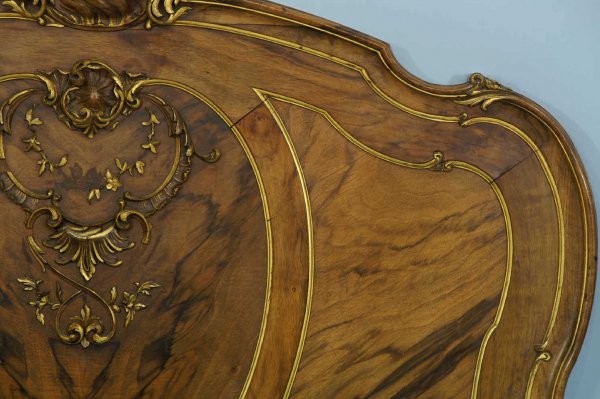 PAIR OF CARVED WOOD HEADBOARDS WITH GILT ACCENT - 4