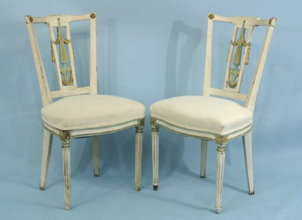 EIGHT SWEDISH NEO-CLASSIC WHITE SIDE CHAIRS - 2