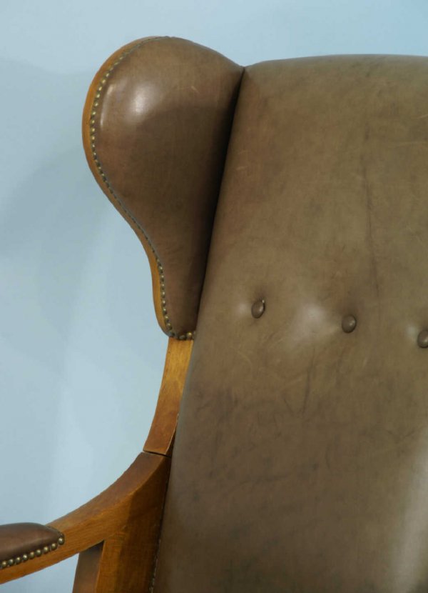 ANTIQUE LEATHER AND CHERRY BIEDERMEIER CHAIR - 2