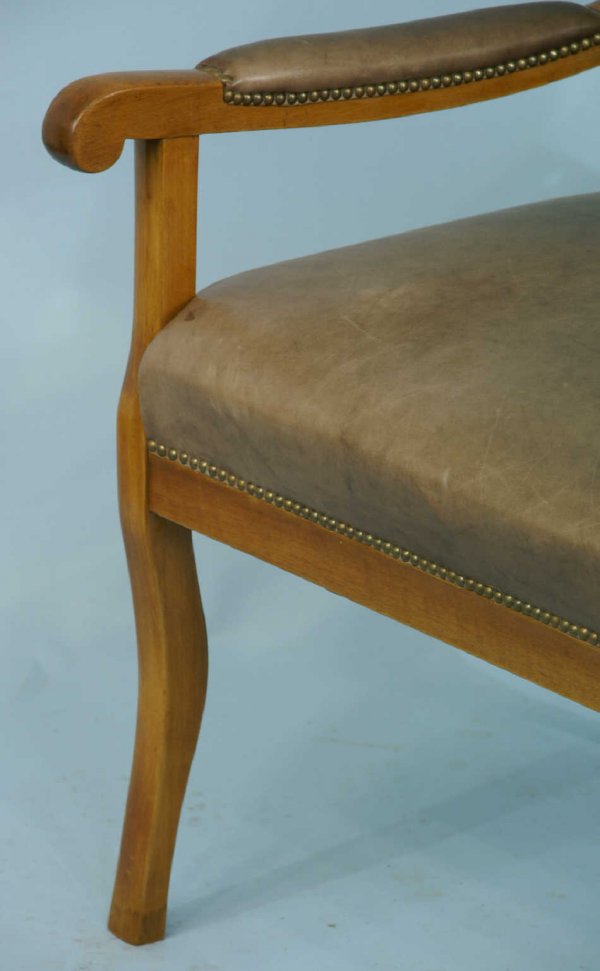 ANTIQUE LEATHER AND CHERRY BIEDERMEIER CHAIR - 4