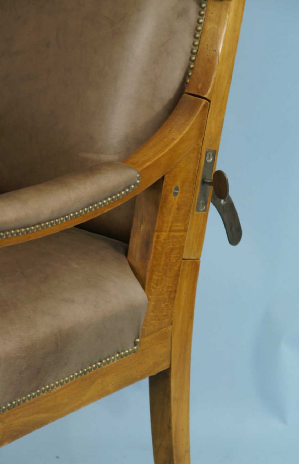 ANTIQUE LEATHER AND CHERRY BIEDERMEIER CHAIR - 5