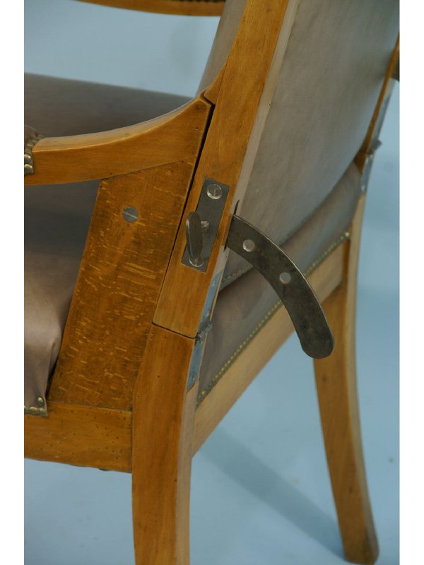 ANTIQUE LEATHER AND CHERRY BIEDERMEIER CHAIR - 6