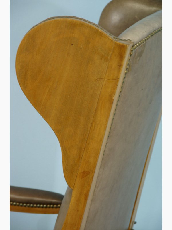 ANTIQUE LEATHER AND CHERRY BIEDERMEIER CHAIR - 7