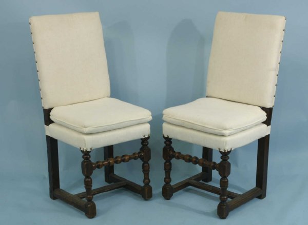 SET OF 8 FRENCH SIDE CHAIRS WITH IVORY LINEN - 2