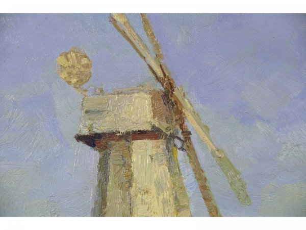 FRAMED OIL ON CANVAS OF A WINDMILL - 2