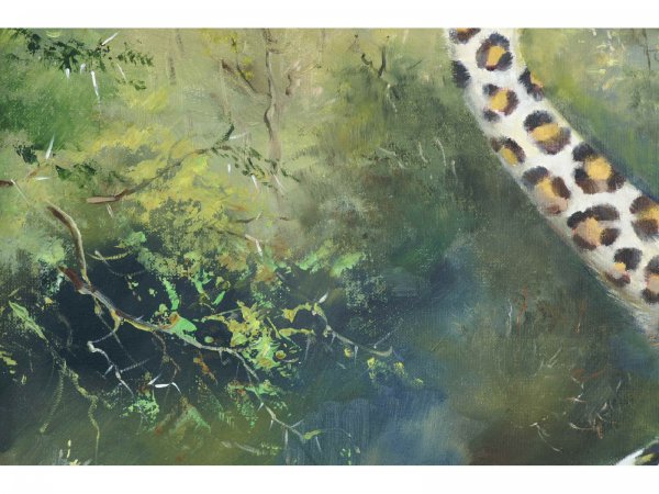 FRAMED OIL ON CANVAS OF LARGE CAT - 3