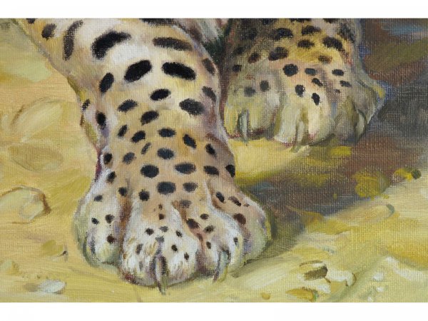FRAMED OIL ON CANVAS OF LARGE CAT - 5
