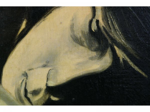 FRAMED OIL ON CANVAS OF COUPLE EMBRACED - 4