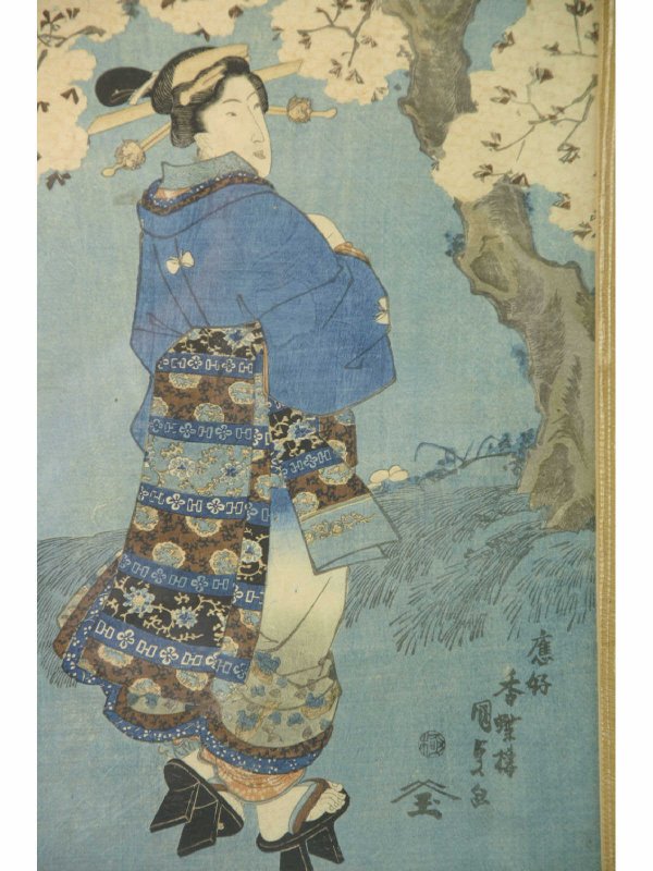 THREE FRAMED AND MATTED ORIENTAL BLOCK PRINTS - 2