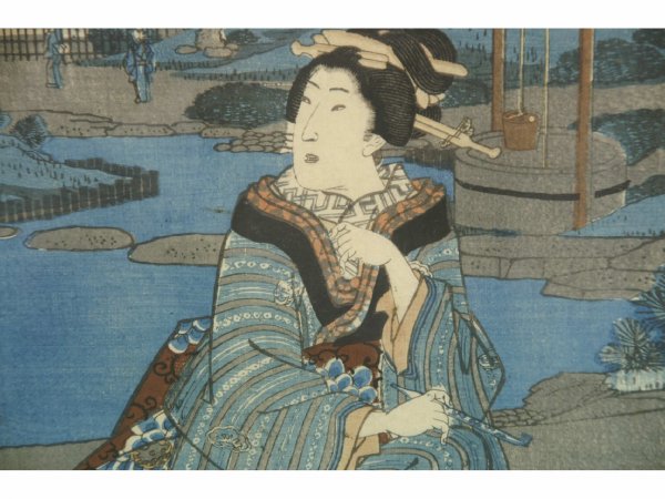 THREE FRAMED AND MATTED ORIENTAL BLOCK PRINTS - 5