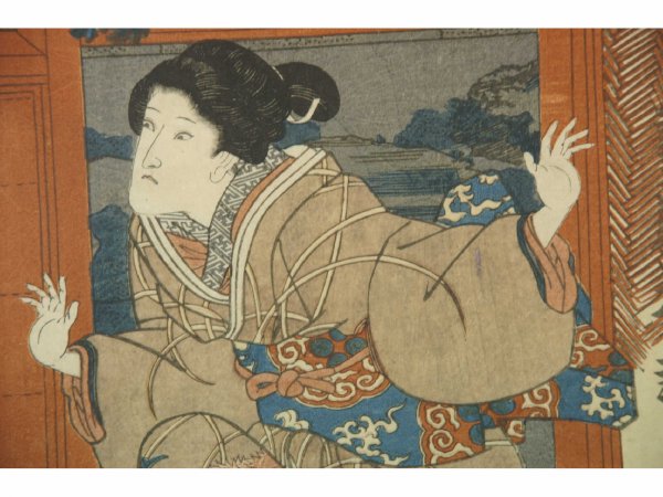 THREE FRAMED AND MATTED ORIENTAL BLOCK PRINTS - 6