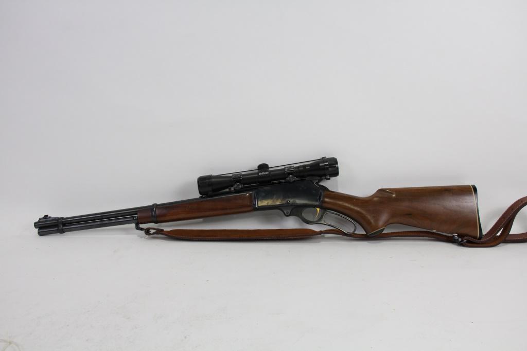 1978 MARLIN 336 30-30 LEVER ACTION RIFLE: 1978 MARLIN 336 30-30 LEVER ACTION RIFLE - JM MARKED, SIMMONS PROHUNTER 4X32MM SCOPE, LEATHER SCRAP; CALIBER: .30-30WIN SERIAL: 22052718