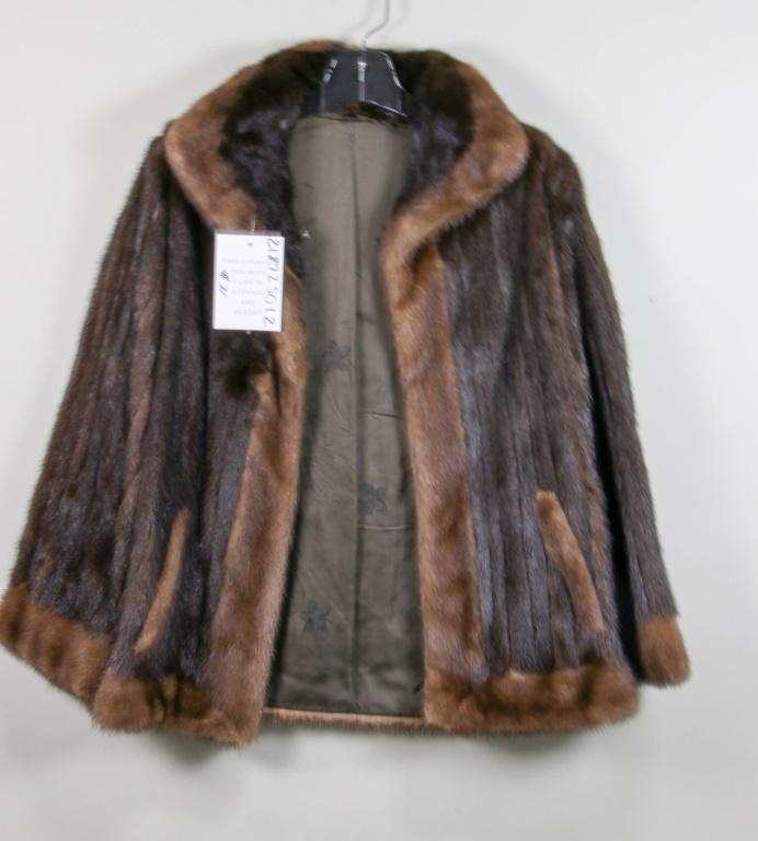 MAHOGANY MINK CORDED JACKET W/LUNARAINE MINK TRIM: MAHOGANY MINK CORDED JACKET W/LUNARAINE MINK TRIM