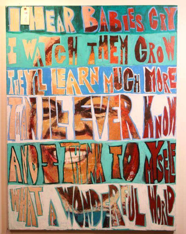 TAFT MCHORTER/DAVID ADICKES "I HEAR BABIES CRYÂ…" OIL: TAFT MCHORTER/DAVID ADICKES "I HEAR BABIES CRYÂ…" OIL PAINTING. COLLABORATION OF TWO HOUSTON, TX ARTISTS. Height: 49 in. by Width: 36 in. by Depth: 1