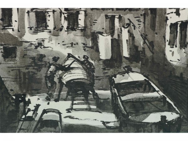 LARGE FRAMED PEN AND INK IN BLACK AND WHITE - 4