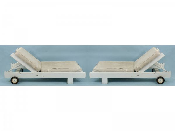 PAIR OF LAWN CHAISES: PAIR OF LAWN CHAISES. Height: 16 in. by Width: 77 in. by Depth: 30 in.