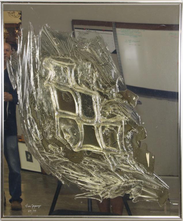 SAM JOPANZA MIRRORED WALL SCULPTURE: SASAM JOPANZA MIRRORED WALL SCULPTURE. Height: 37 in. by Width: 31 1/2 in.