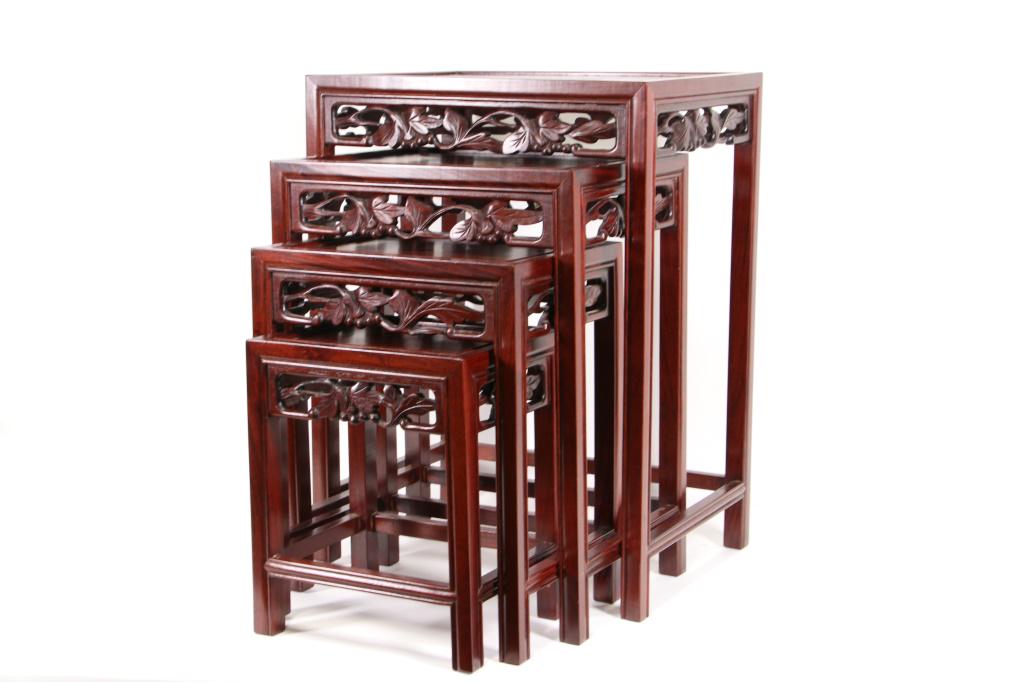 CHINESE ROSEWOOD NEST OF TABLES: CHINESE ROSEWOOD NEST OF TABLES. Height: 26 in. by Width: 19 1/2 in. by Depth: 14 in.
