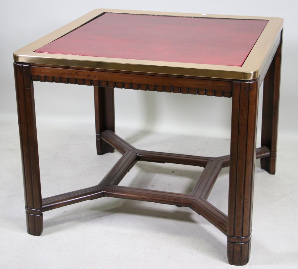 CIRCA 1940's ART DECO GAME TABLE: CIRCA 1940's ART DECO GAME TABLE. FROM THE OLD HOUSTON CLUB. Height: 30 in. by Width: 36 in. by Depth: 36 in.