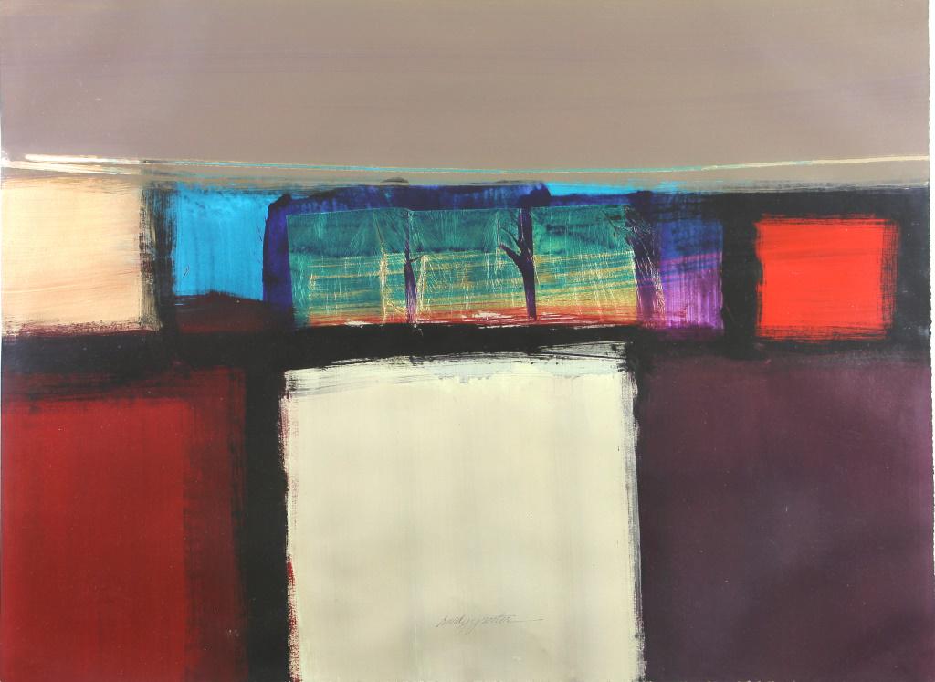 RANDY Y. PORTER ABSTRACT ACRYLIC ON PAPER: RANDY Y. PORTER ABSTRACT ACRYLIC ON PAPER. GLASS IS CRACKED, SOLD A S IS. Height: 43 1/2 & 31 in. by Width: 53 1/2 & 39 in.