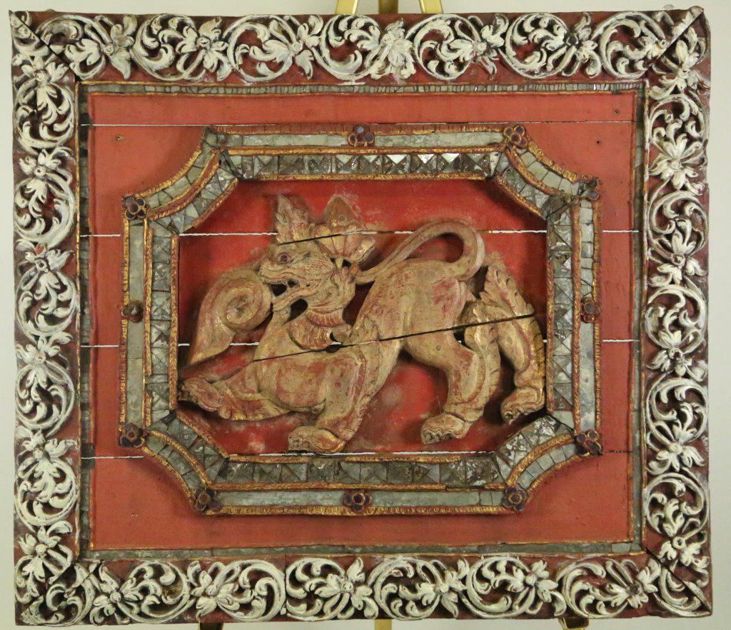 ANTIQUE THAILAND WOOD CARVED PANEL: ANTIQUE THAILAND WOOD CARVED PANEL. Height: 38 in. by Width: 42 in. by Depth: 3 in.