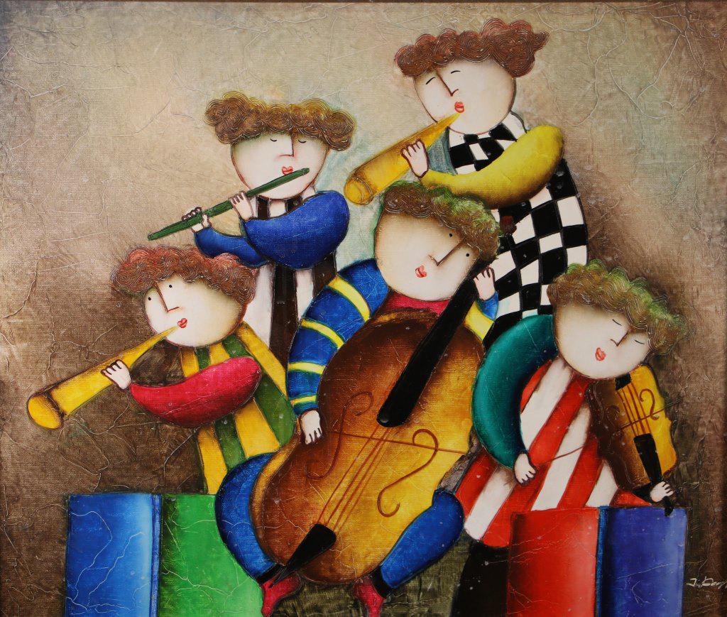 JOYCE ROYBAL BAND PAINTING: JOYCE ROYBAL BAND PAINTING Height: 24 & 19 1/2 in. by Width: 27 & 23 In.