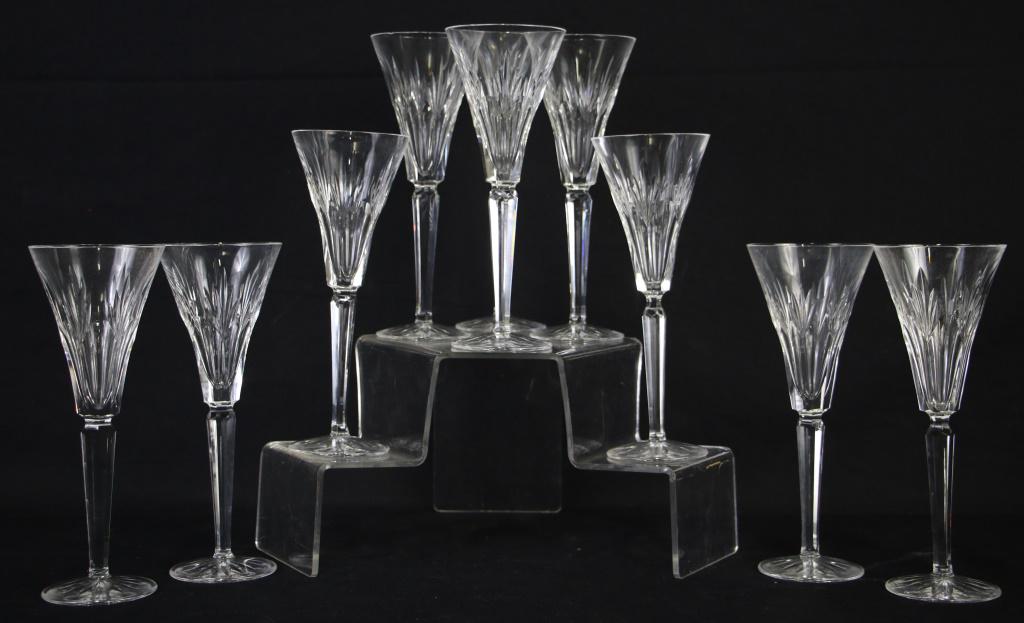 LOT OF TEN WATERFORD CRYSTAL CHAMPAGNE FLUTES (1 of 2)