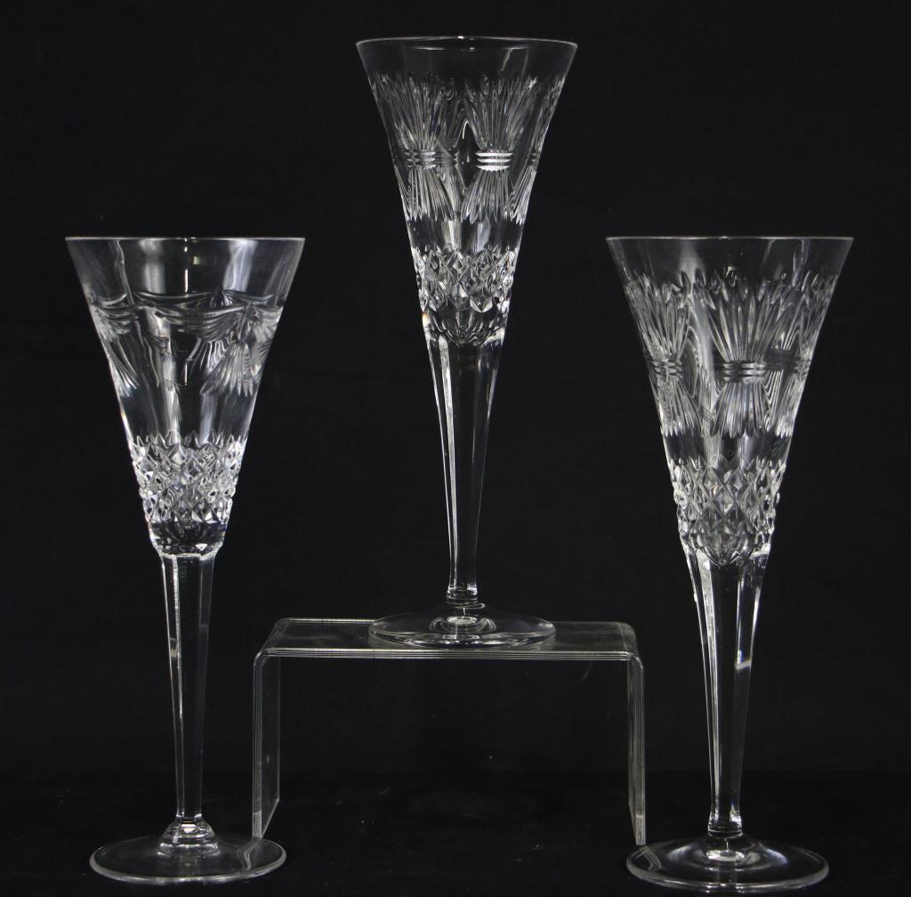 LOT OF THREE WATERFORD CRYSTAL CHAMPAGNE FLUTES (1 of 3)