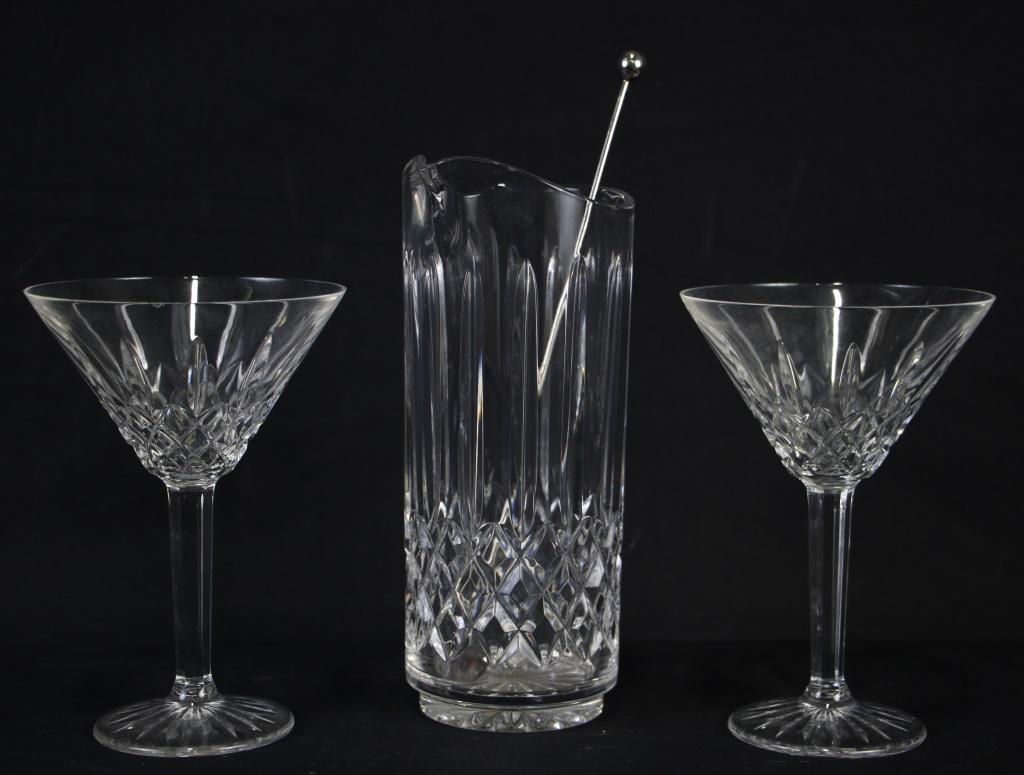 PAIR OF WATERFORD MARTINIS & COCKTAIL PITCHER (1 of 3)