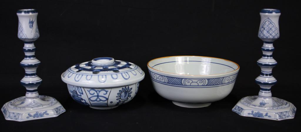 LOT OF FOUR DELFT BLUE & WHITE PIECES (1 of 4)