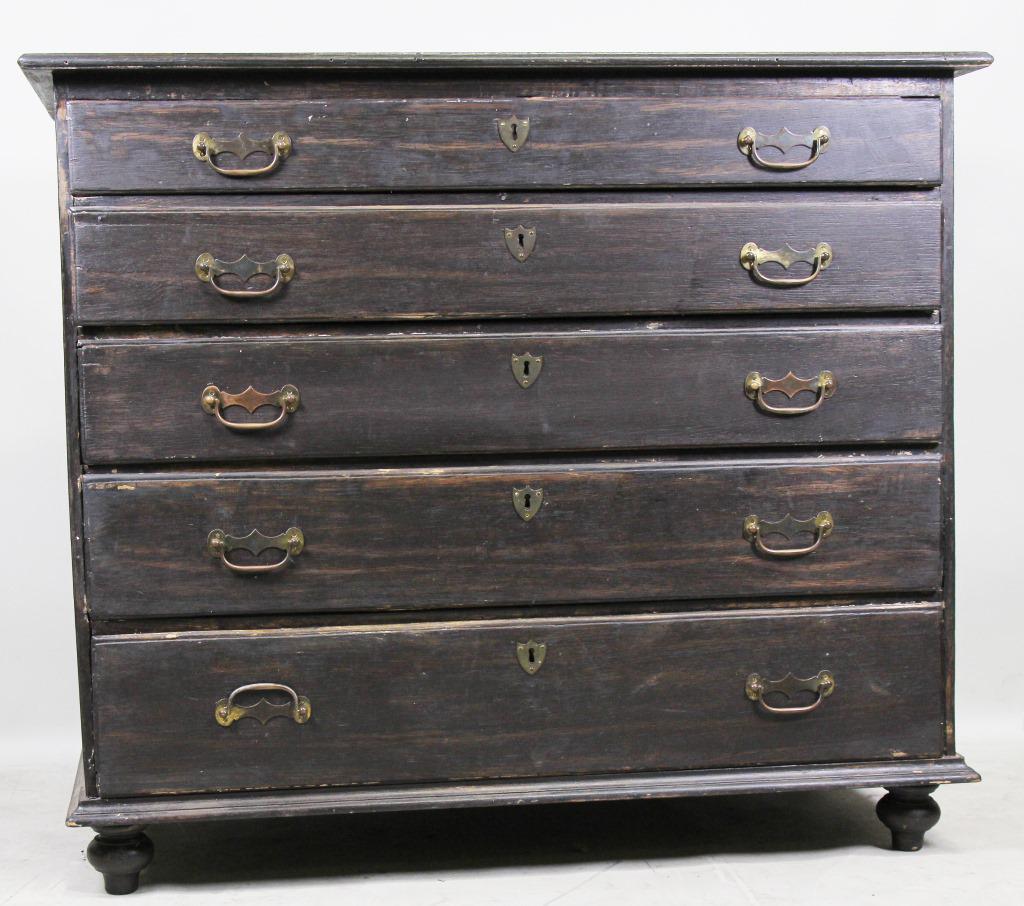19th CENTURY FRENCH OAK FIVE DRAWER COMMODE (1 of 3)