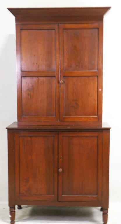 CIRCA 1850's AMERICAN SHAKER TWO PIECE CABINET (1 of 3)