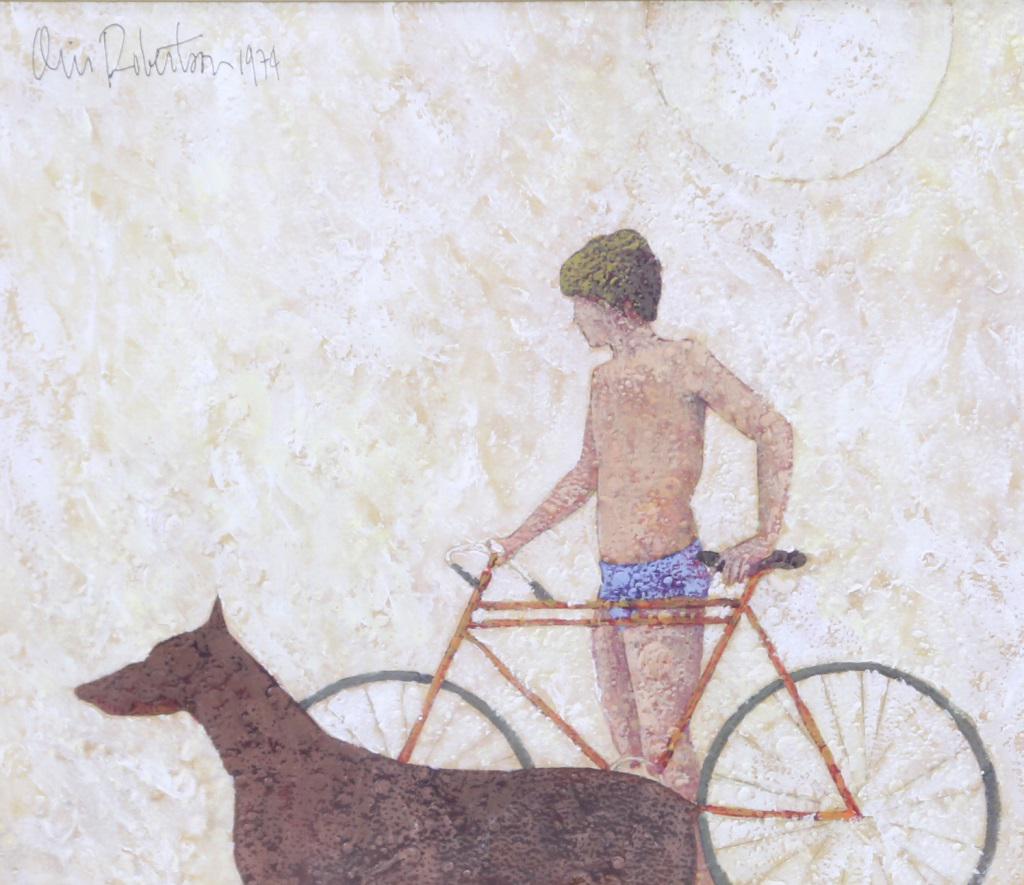 ORIS ROBERTSON BOY WITH BIKE WATERCOLOR ON PAPER (1 of 2)