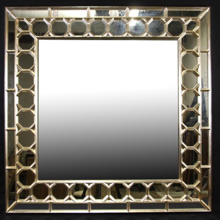CONTEMPORARY SILVER LEAF FRAMED MIRROR (1 of 3)