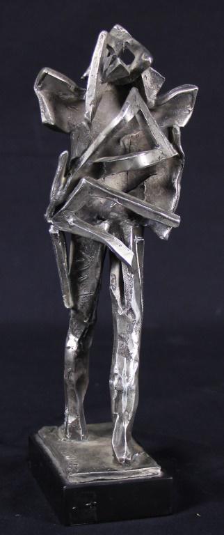 ABBOTT PATTISON ORIGINAL ABSTRACT METAL SCULPTURE: ABBOTT PATTISON ORIGINAL ABSTRACT METAL SCULPTURE & SIGNED "PATTISON". RENOWNED CHICAGO SCULPTOR. Height: 9 in. by Width: 3 in. by Depth: 2 in.