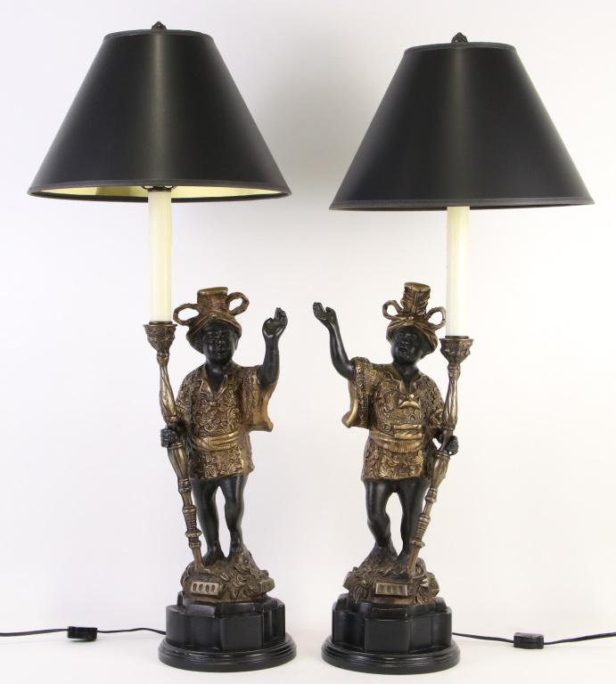 PAIR OF VENETIAN BRONZE BLACKAMOORS NOW LAMPS (1 of 4)