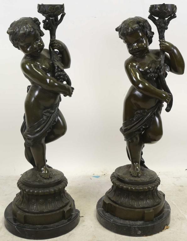 PAIR OF BRONZE CHERUB SCULPTURES (1 of 8)