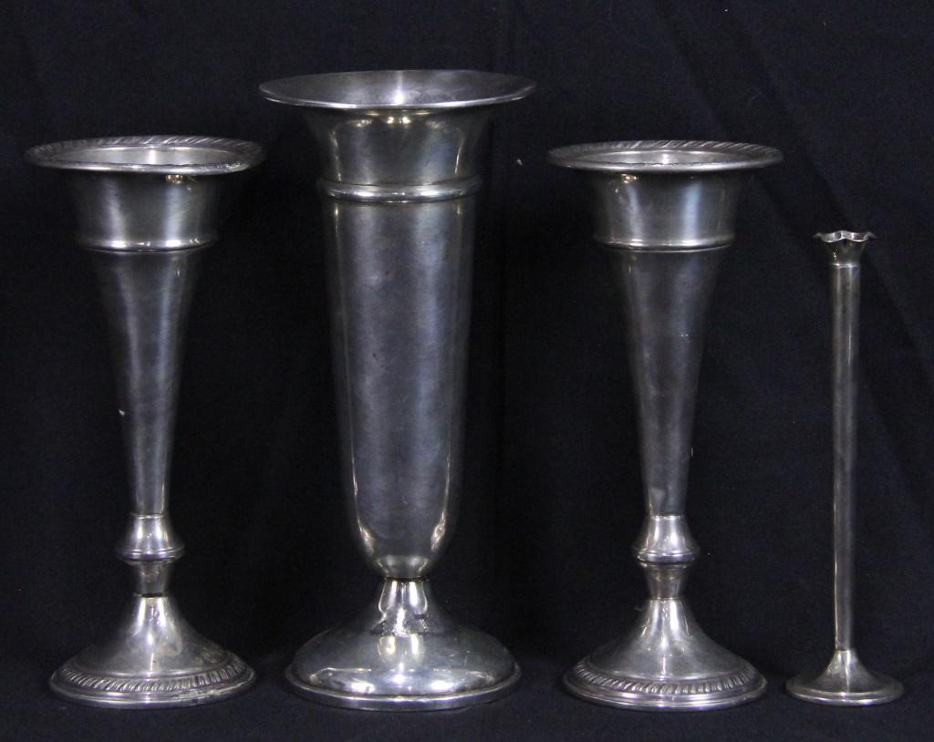 LOT OF FOUR STERLING SILVER BUD VASES (1 of 3)