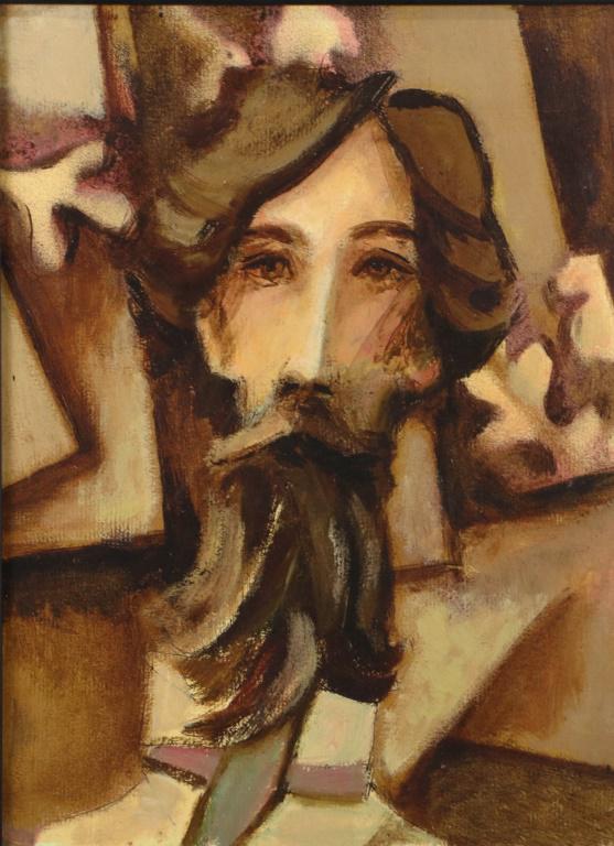 DAVID ADICKES "BEARDED MAN WITH BROWN LEAVES": DAVID ADICKES "BEARDED MAN WITH BROWN LEAVES" GICLEE, CIRCA: 2008. Height: 28 1/2 & 23 1/2 in. by Width: 22 1/2 & 17 1/2 in.