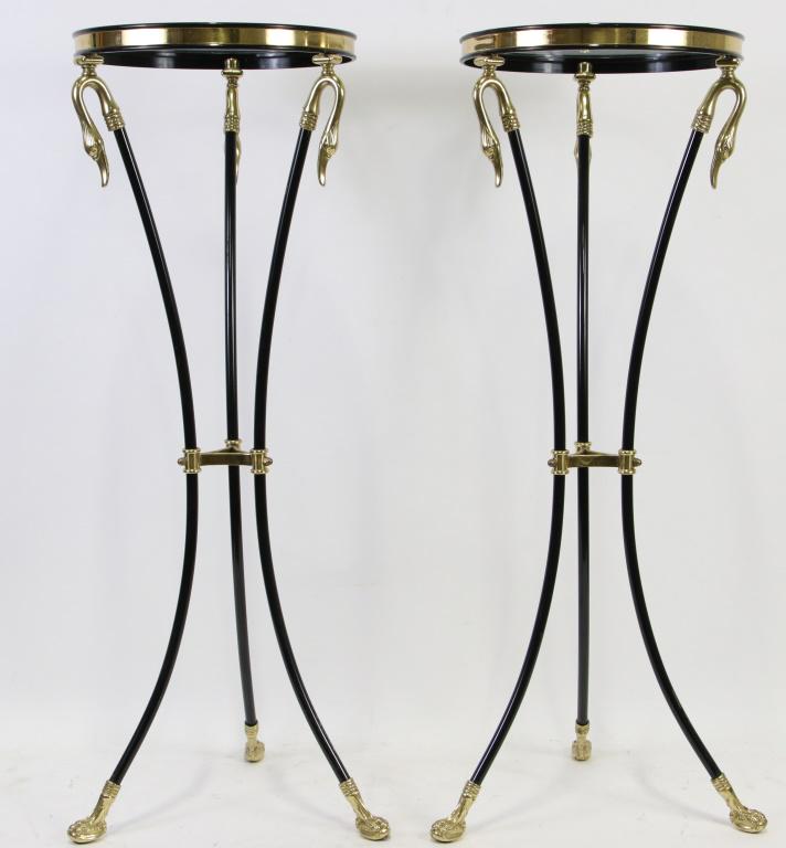 PAIR OF MID-CENTURY MODERN GLASS TOP TABLES (1 of 2)