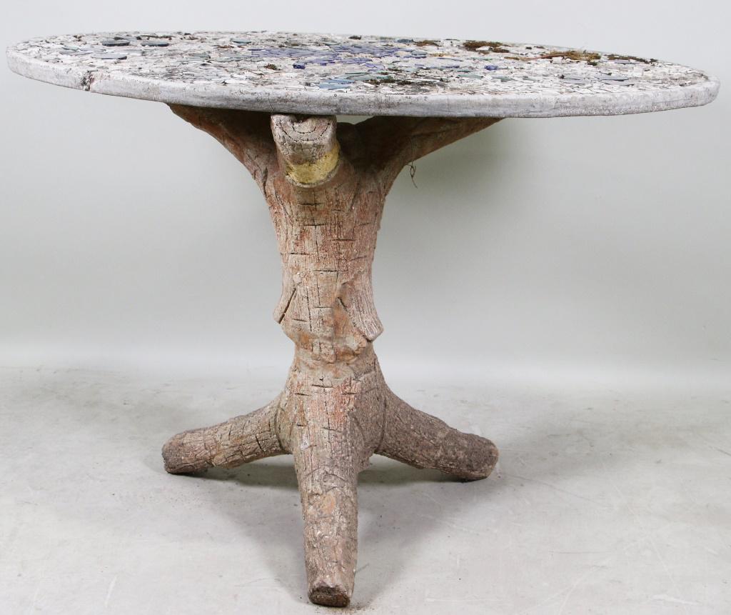 ANTIQUE FRENCH OVAL TILED TOP FAUX BOIS BASE TABLE (1 of 3)