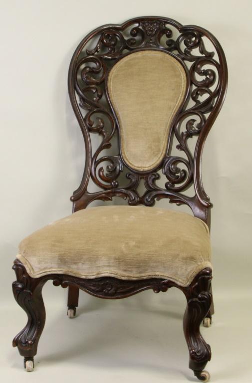 CIRCA 1850's BELTER MANOR MAHOGANY VICTORIAN CHAIR (1 of 2)