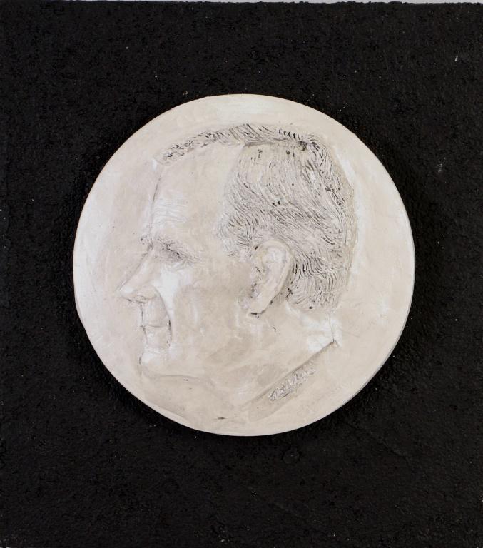 DAVID ADICKES GEORGE BUSH SR. WALL SCULPTURE: DAVID ADICKES GEORGE BUSH SR. PROFILE WALL SCULPTURE. Height: 10 in. by Width: 9 in. by Depth: 4 in.
