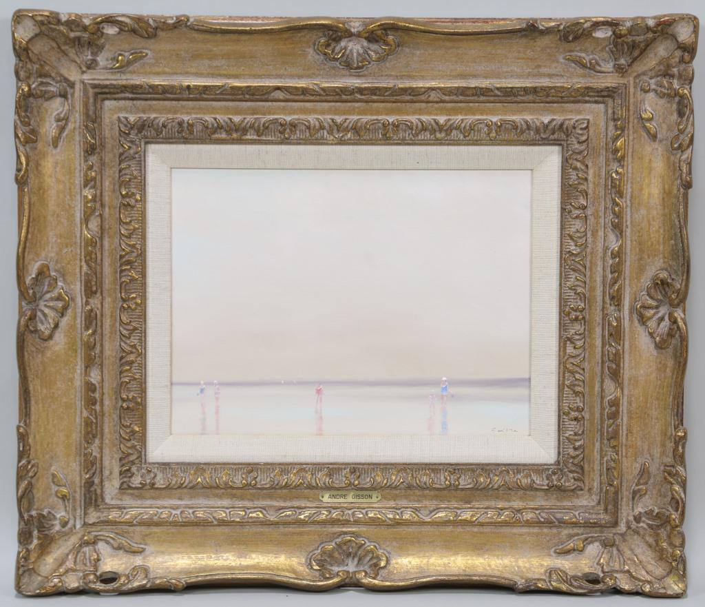 ANDRE GISSON BEACH SCENE OIL ON CANVAS (1 of 3)