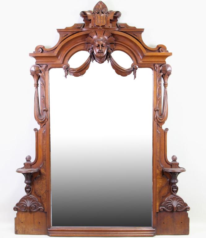 CIRCA 1850's AMERICAN VICTORIAN MAHOGANY MIRROR (1 of 3)