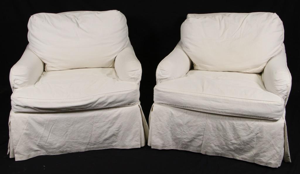 PAIR OF CONTEMPORARY SLIPCOVERED CLUB CHAIRS (1 of 1)