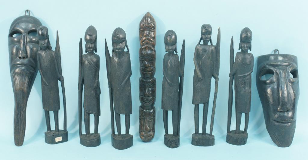 MIXED LOT OF NINE CARVED TRIBAL FIGURES (1 of 3)