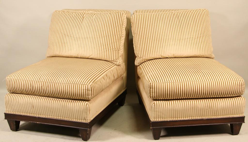 PAIR OF DOWN FILLED ARMLESS CHAIRS (1 of 1)