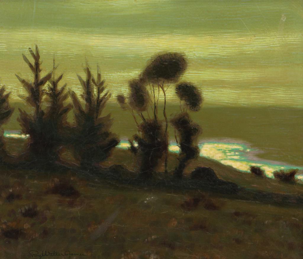 ROY WALTER JAMES "MOONLIGHT, PISMO BEACH, CA" OIL (1 of 2)